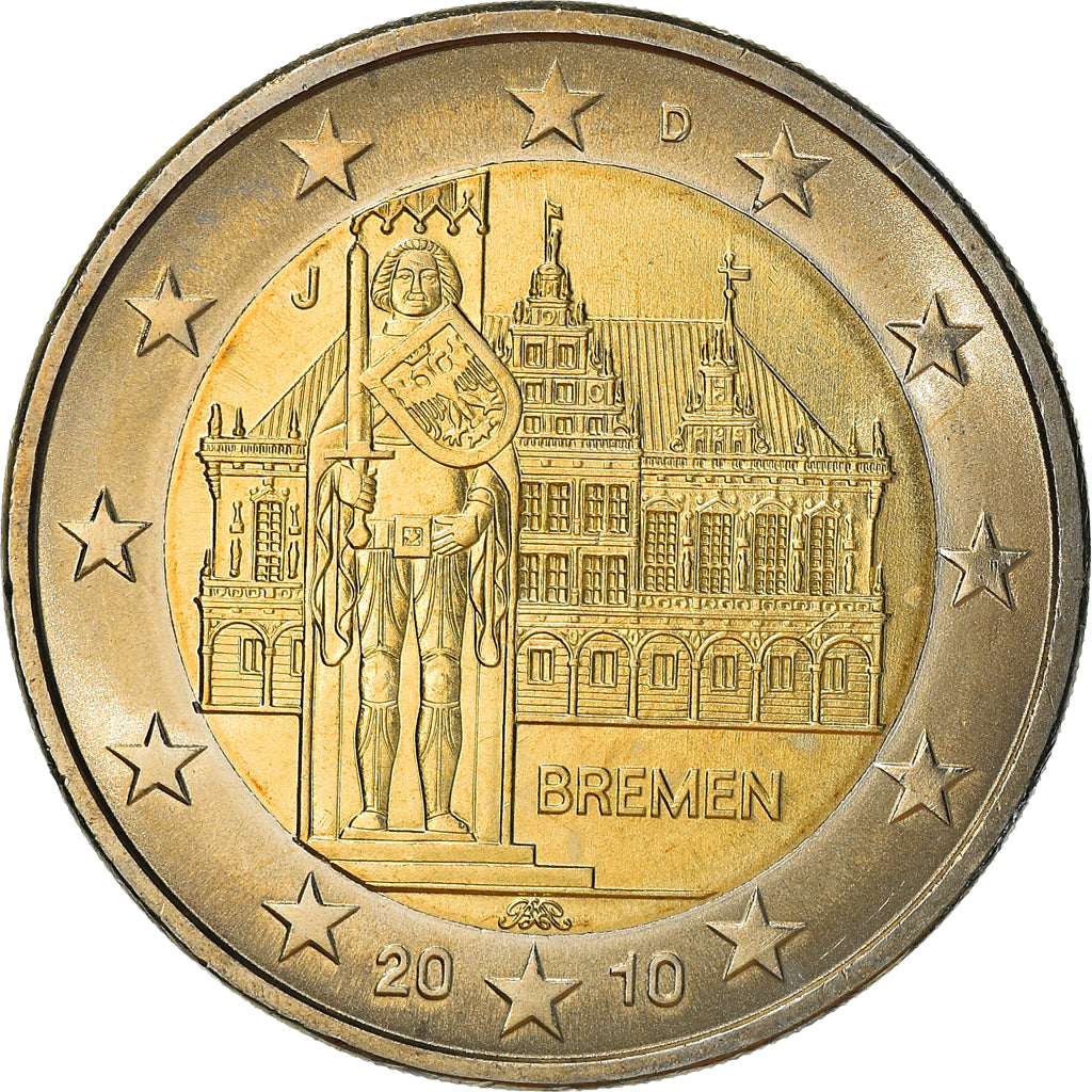 ALEMANHA - REPÚBLICA FEDERAL, 2 Euro, 2010, Hambourg, MS(64), Bimetálico