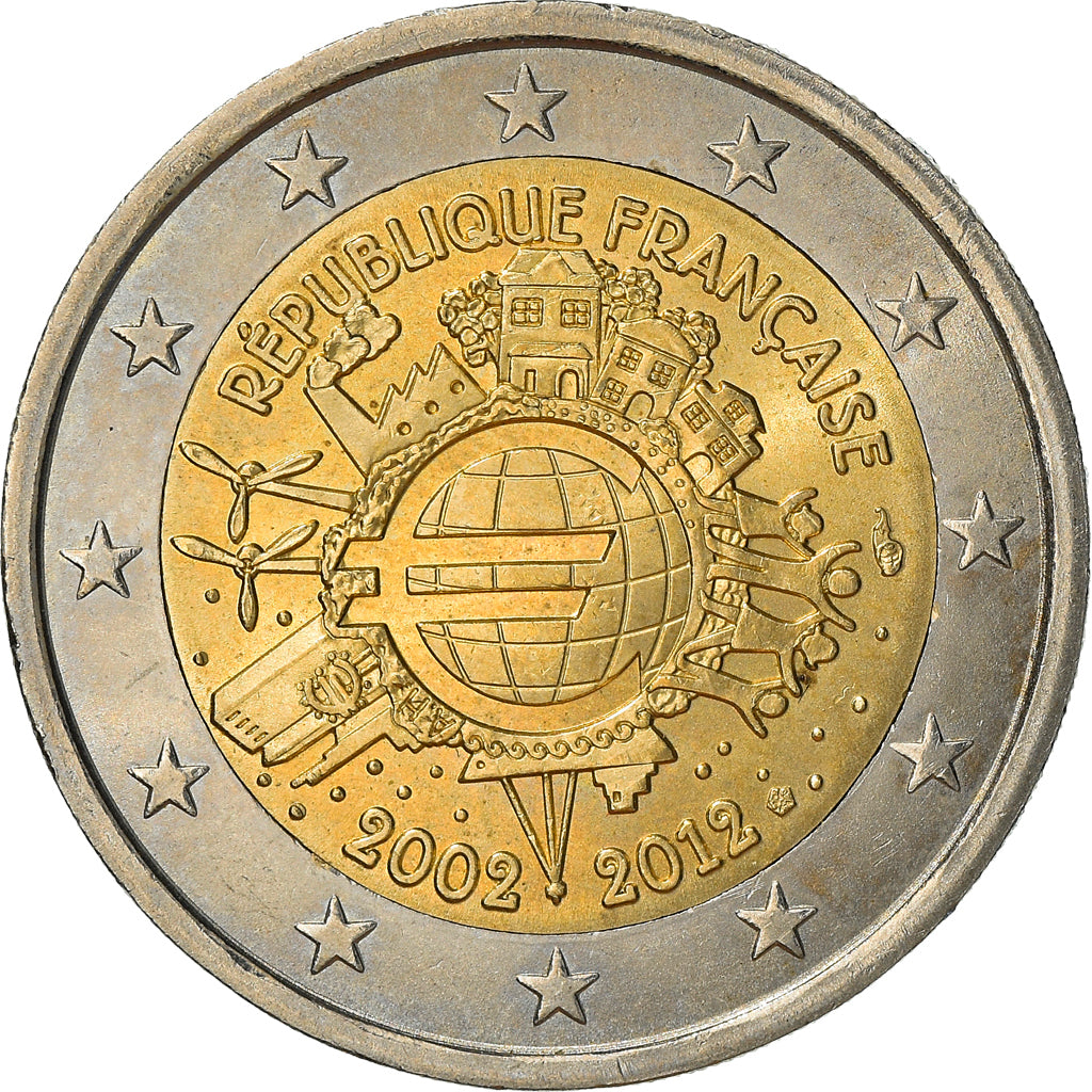 Francia, 2 Euro, 10 ans de pieces et de billets en euro 2012, 2012, Paris, SPL