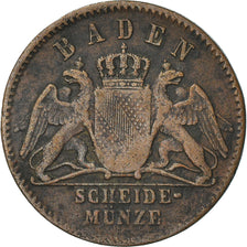 Moneda, Estados alemanes, BADEN, Friedrich I, 1/2 Kreuzer, 1859, BC+, Cobre