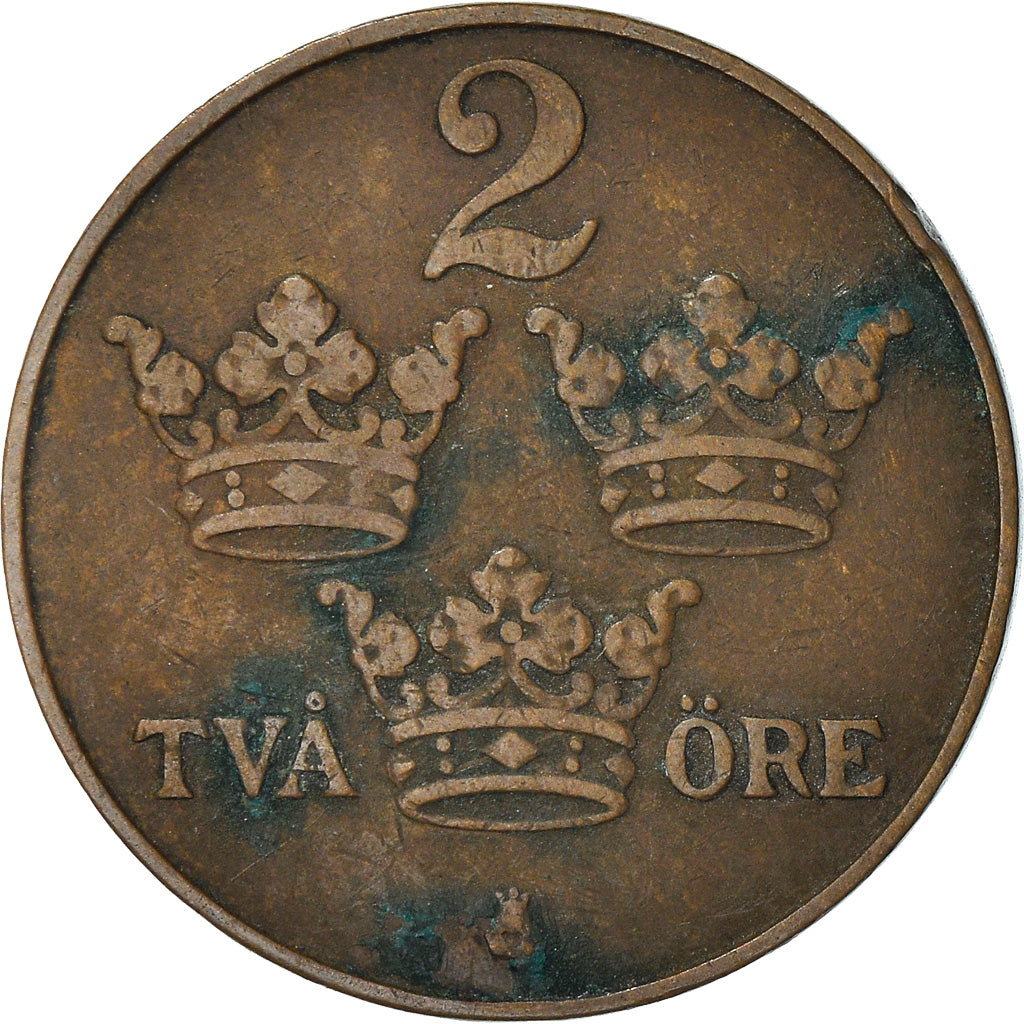 Moneta, Svezia, Gustaf V, 2 Öre, 1910, MB, Bronzo, KM:778