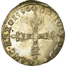 Moneta, Francia, 1/4 Ecu, 1590, Paris, BB+, Argento, Sombart:4670
