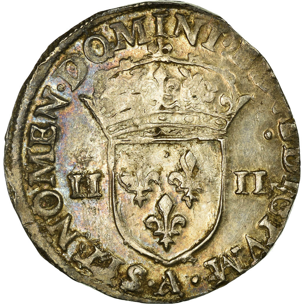 Moneta, Francja, 1/4 Ecu, 1590, Paris, AU(50-53), Srebro, Sombart:4670