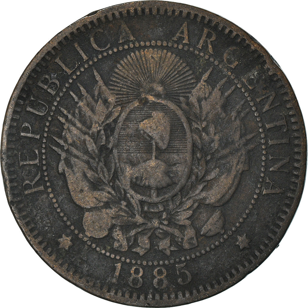 Coin, Argentina, 2 Centavos, 1885, VG(8-10), Bronze, KM:33