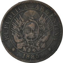 Coin, Argentina, 2 Centavos, 1885, VG(8-10), Bronze, KM:33