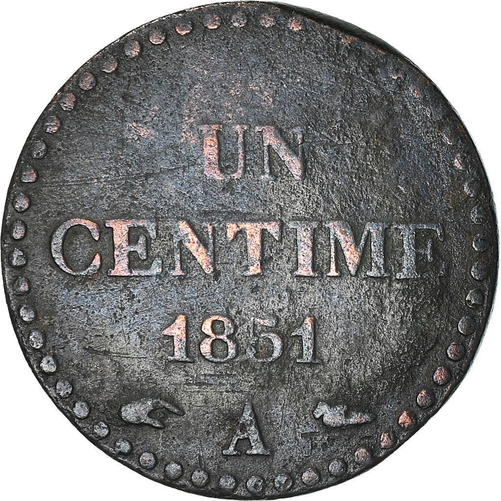Münze, Frankreich, Dupré, Centime, 1851, Paris, S+, Bronze, KM:754, Gadoury:84