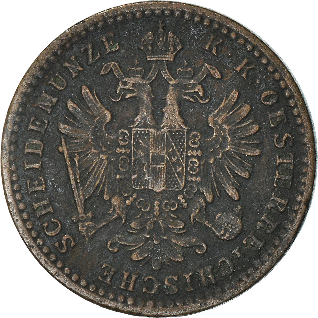 Moneta, Austria, Franz Joseph I, Kreuzer, 1860, MB, Rame, KM:2186
