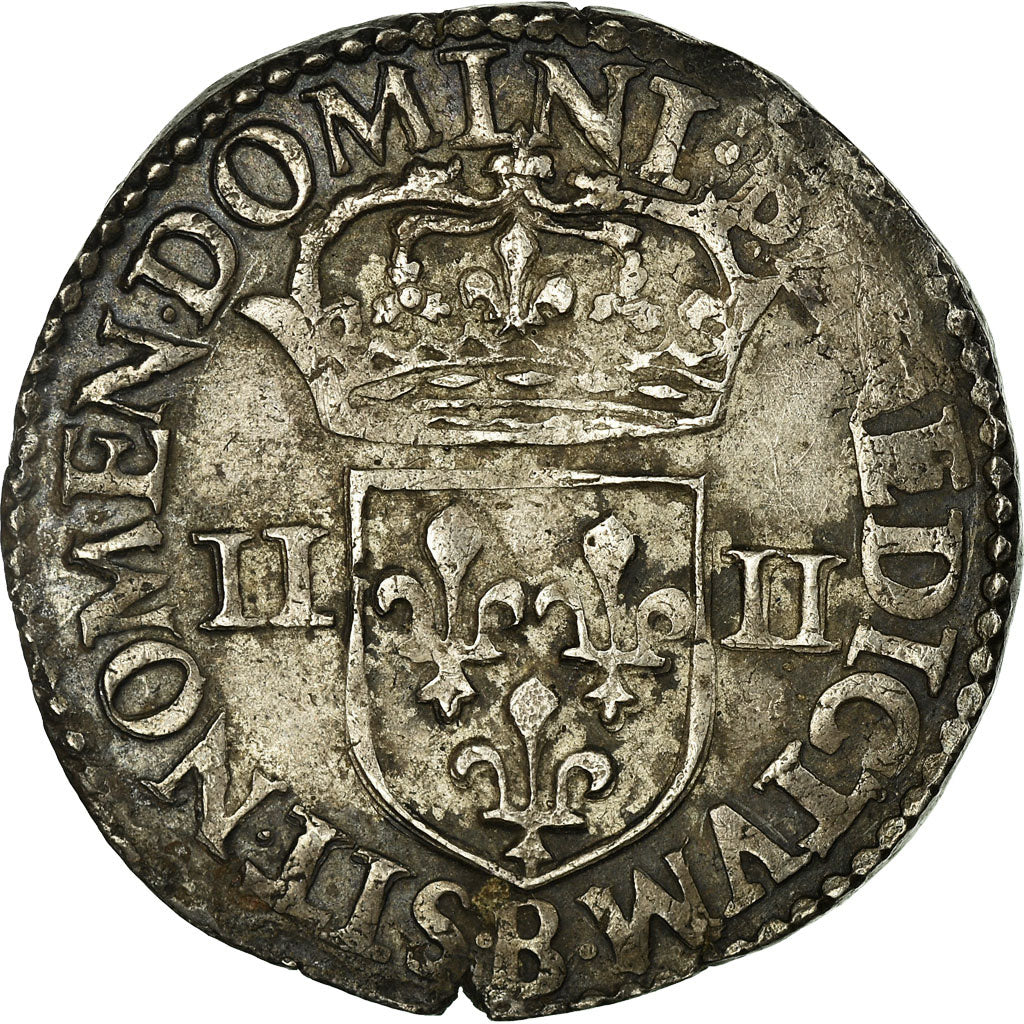 France, Charles X, 1/4 Ecu, 1591, Rouen, Silver, AU(50-53), Gadoury:521