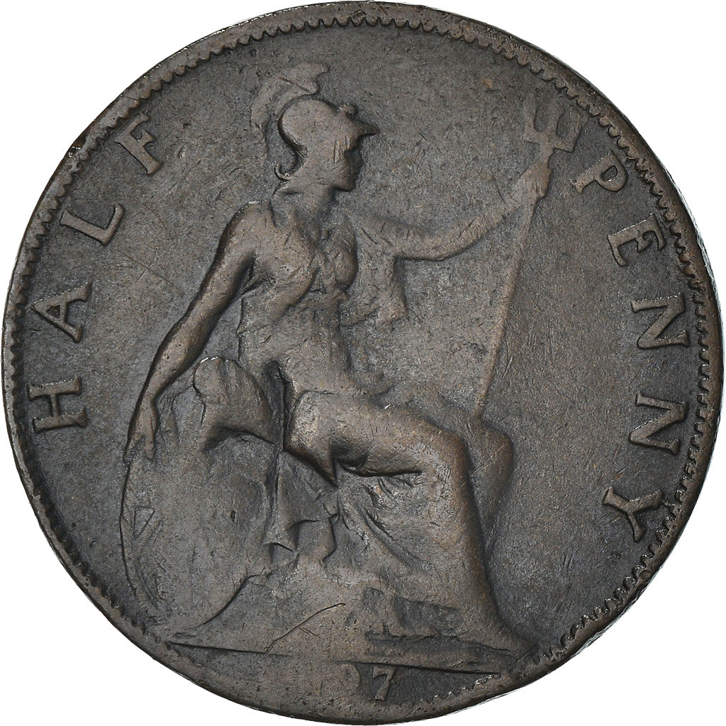 Coin, Great Britain, Victoria, 1/2 Penny, 1897, F(12-15), Bronze, KM:789