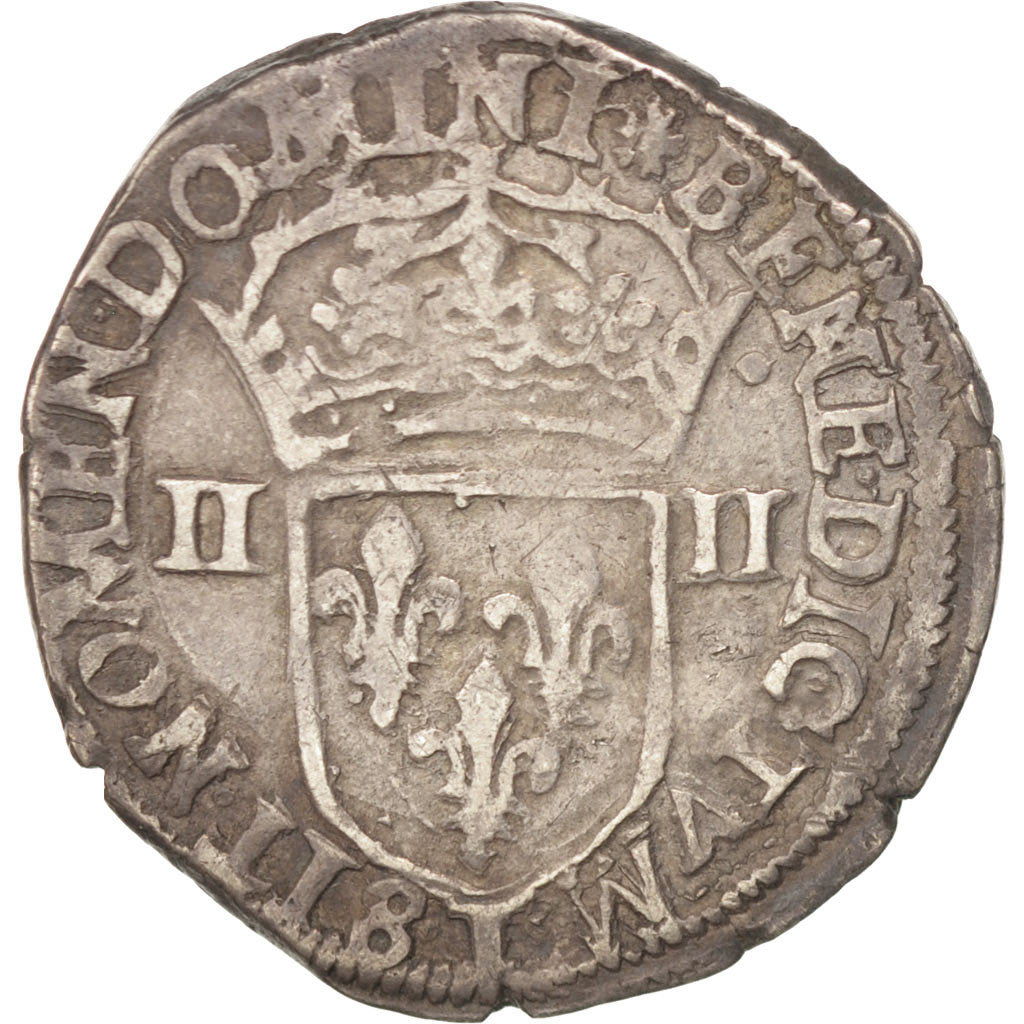 Coin, France, 1/4 Ecu, 1596, Nantes, EF(40-45), Silver, Sombart:4670