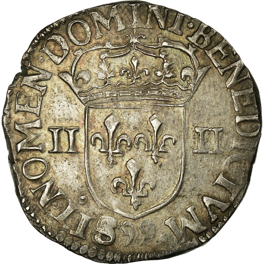 Moneda, Francia, 1/4 Ecu, 1596, Dinan, MBC+, Plata, Sombart:4670