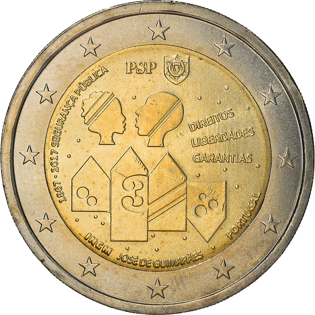 Portogallo, 2 Euro, Police de sécurité publique, 2017, SPL, Bi-metallico