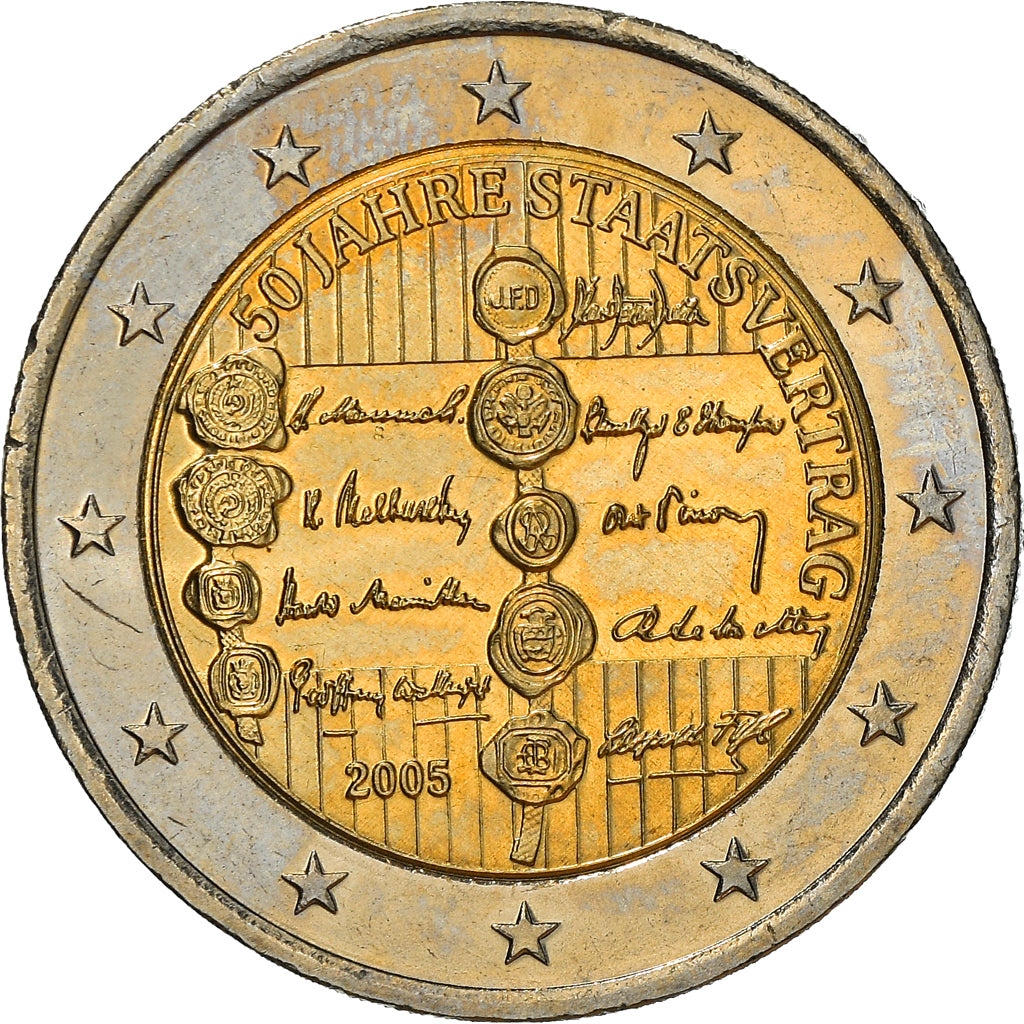 Austria, 2 Euro, 50e anniversaire du Traité d'Etat, 2005, Vienna, SPL
