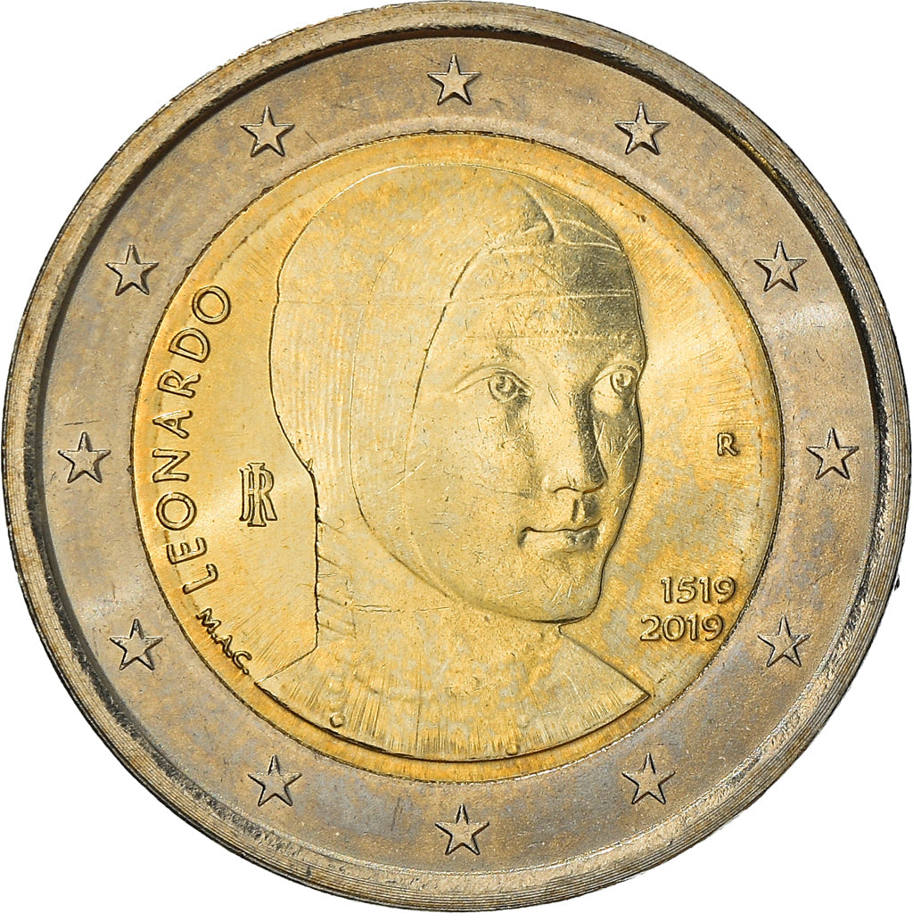 Italie, 2 Euro, Leonardo Da Vinci, 2019, SUP+, Bi-Metallic, KM:New