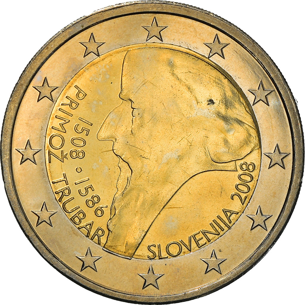 Slovenia, 2 Euro, Primoz Trubar, 2008, MS(64), Bi-Metallic, KM:80