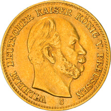 Coin, German States, PRUSSIA, Wilhelm I, 5 Mark, 1877, Cleves, AU(50-53), Gold