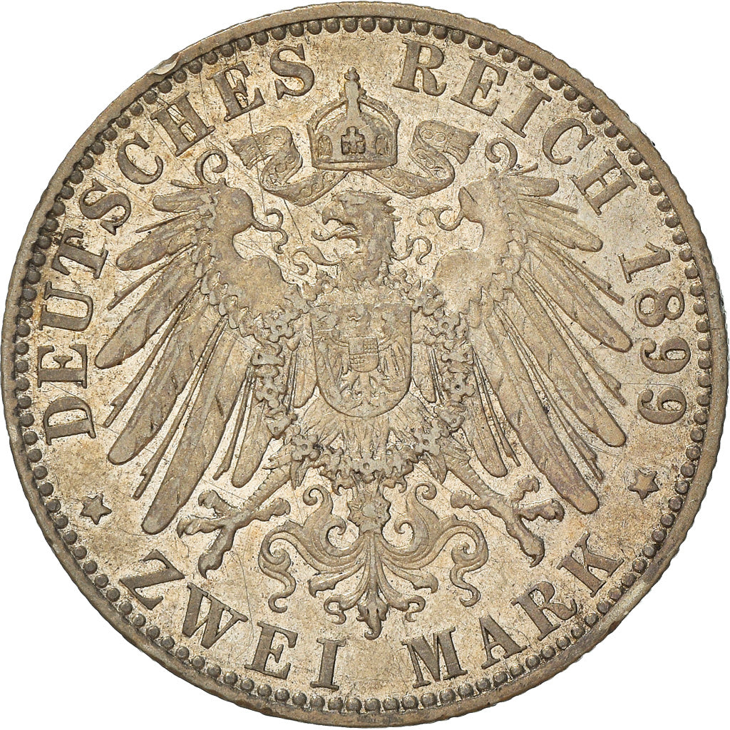 Moneta, Stati tedeschi, PRUSSIA, Wilhelm II, 2 Mark, 1899, Berlin, BB+, Argento