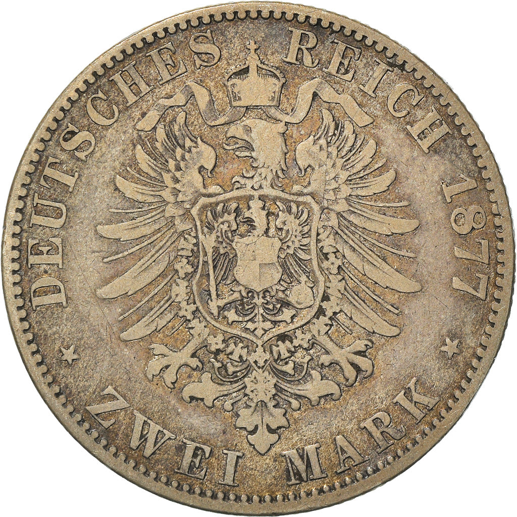 Coin, German States, PRUSSIA, Wilhelm I, 2 Mark, 1877, Berlin, VF(30-35)