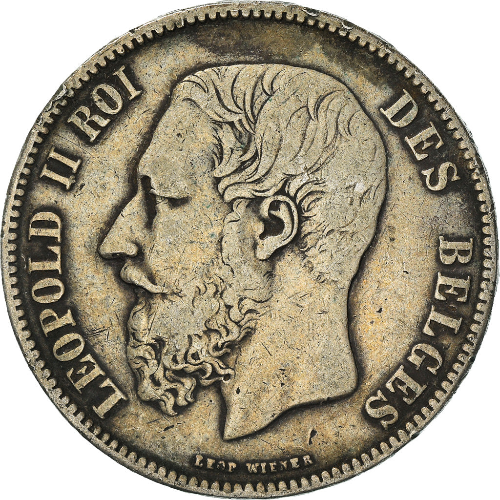 Münze, Belgien, Leopold II, 5 Francs, 5 Frank, 1873, S+, Silber, KM:24