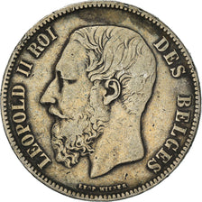 Münze, Belgien, Leopold II, 5 Francs, 5 Frank, 1873, S+, Silber, KM:24