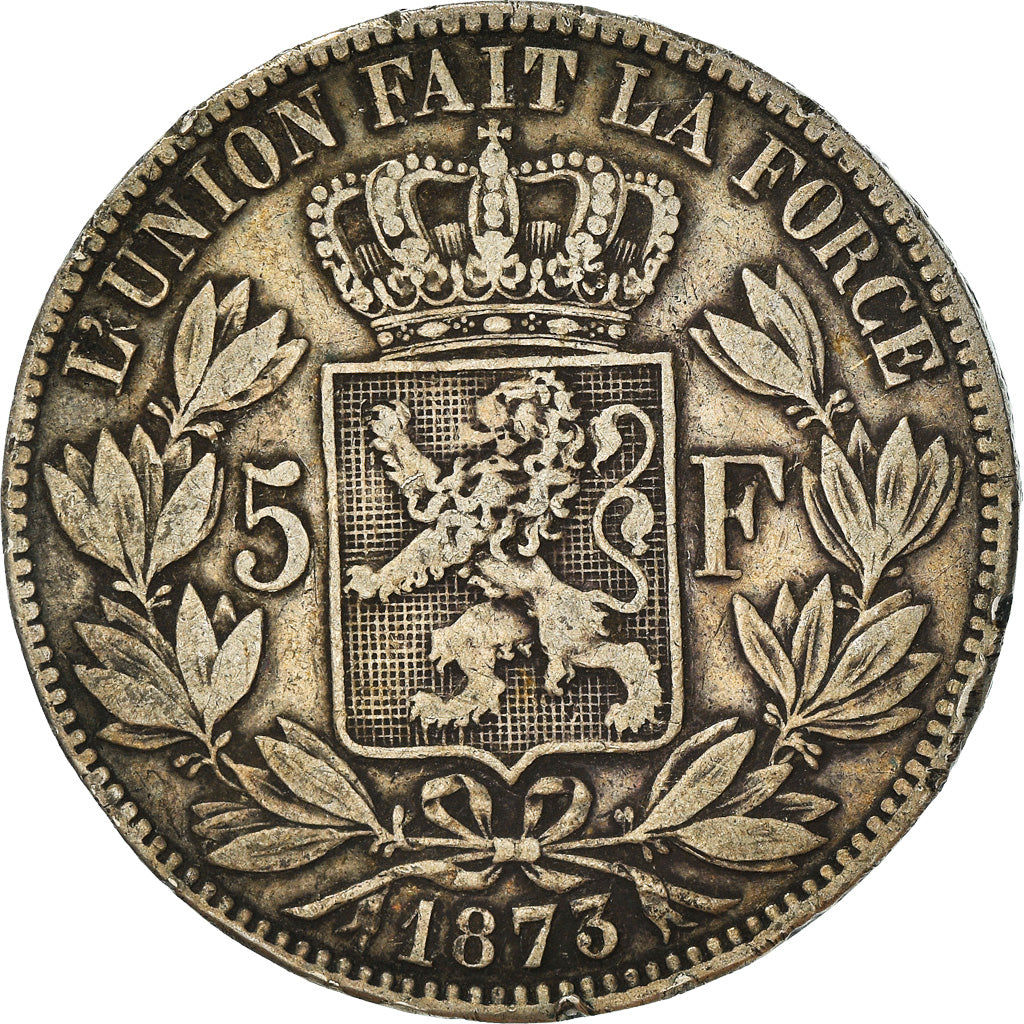 Münze, Belgien, Leopold II, 5 Francs, 5 Frank, 1873, S+, Silber, KM:24