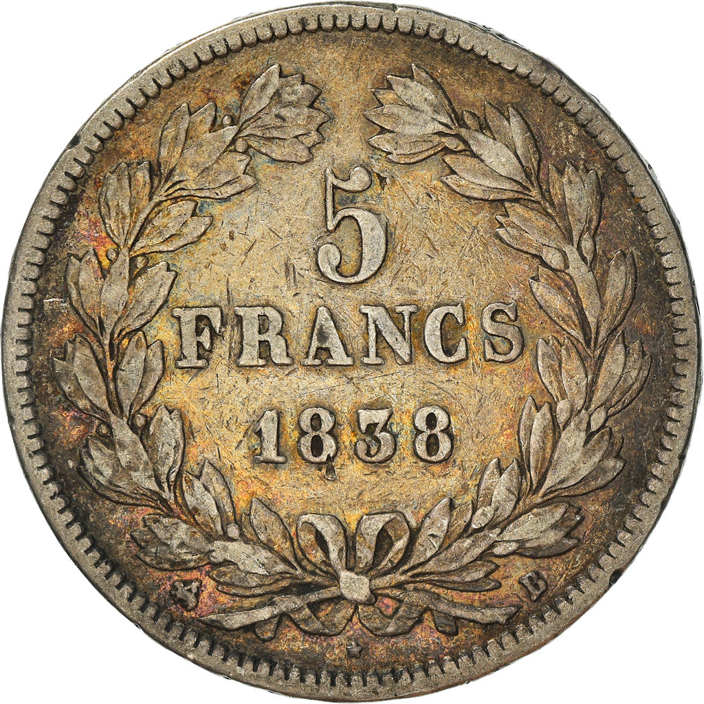 Moneta, Francja, Louis-Philippe, 5 Francs, 1838, Rouen, VF(30-35), Srebro