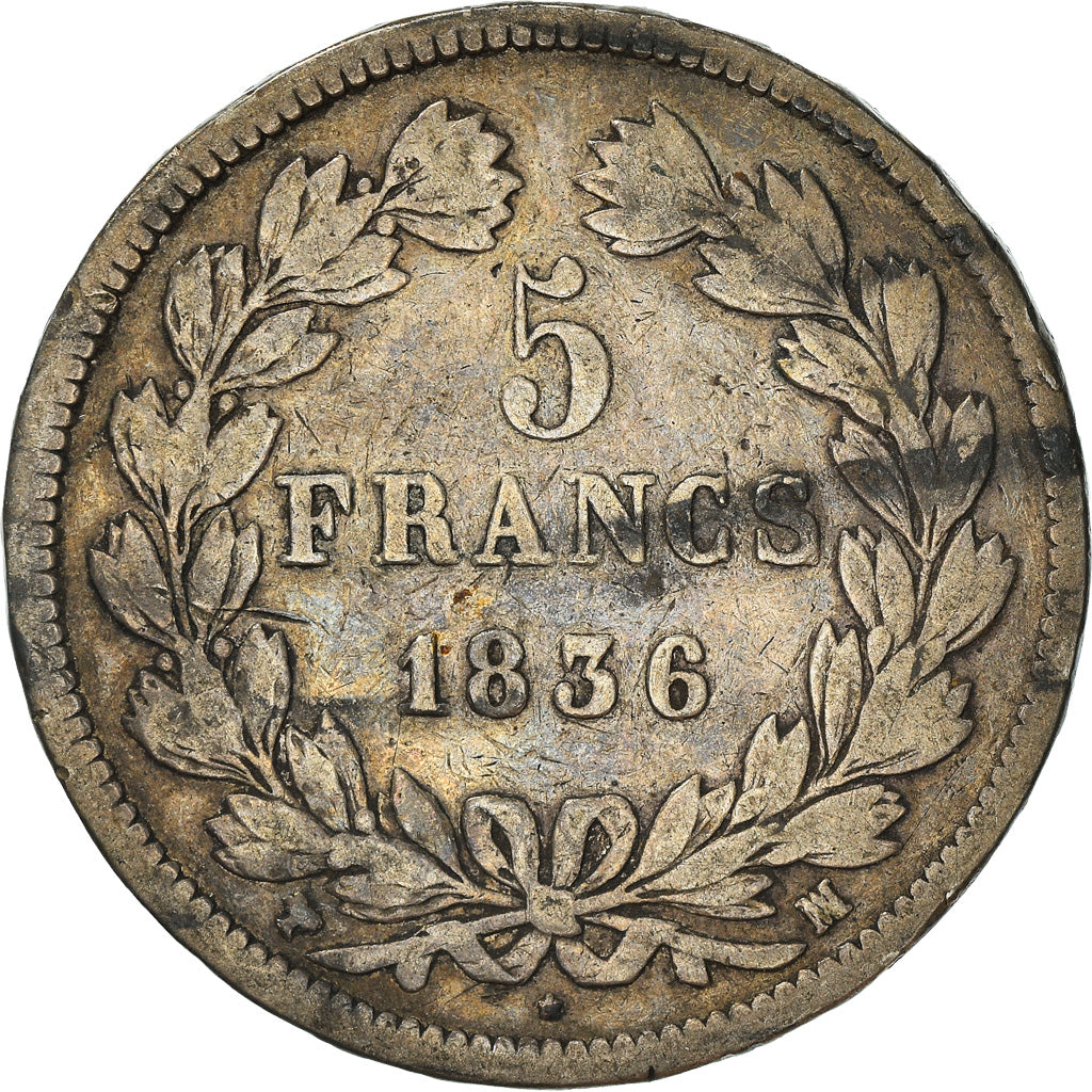 Münze, Frankreich, Louis-Philippe, 5 Francs, 1836, Marseille, S, Silber