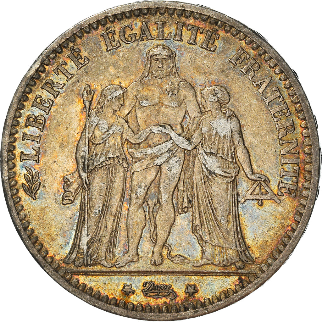 Moeda, França, Hercule, 5 Francs, 1873, Paris, EF(40-45), Prata, KM:820.1