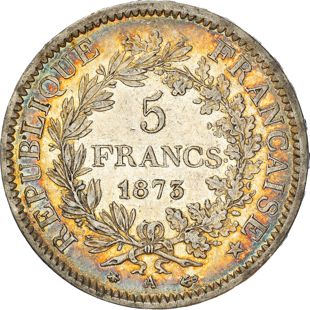 Moeda, França, Hercule, 5 Francs, 1873, Paris, EF(40-45), Prata, KM:820.1