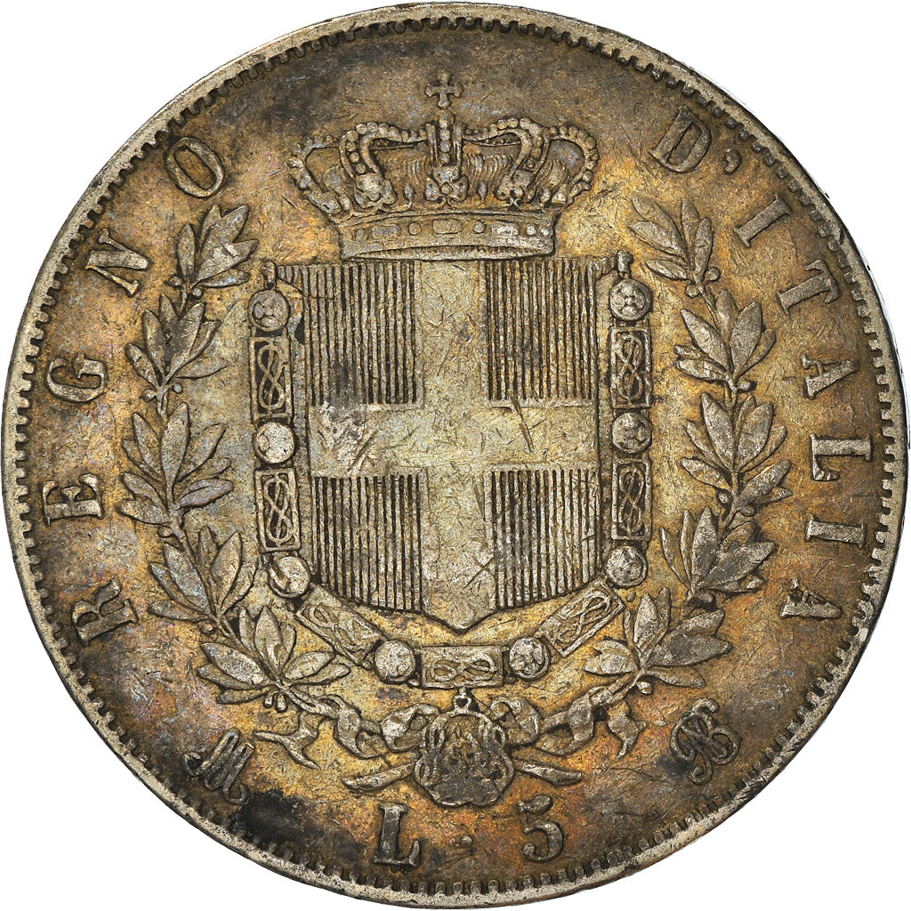 Moneta, Italia, Vittorio Emanuele II, 5 Lire, 1872, Milan, MB+, Argento, KM:8.3