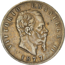 Moeda, Itália, Vittorio Emanuele II, 5 Lire, 1877, Rome, VF(30-35), Prata