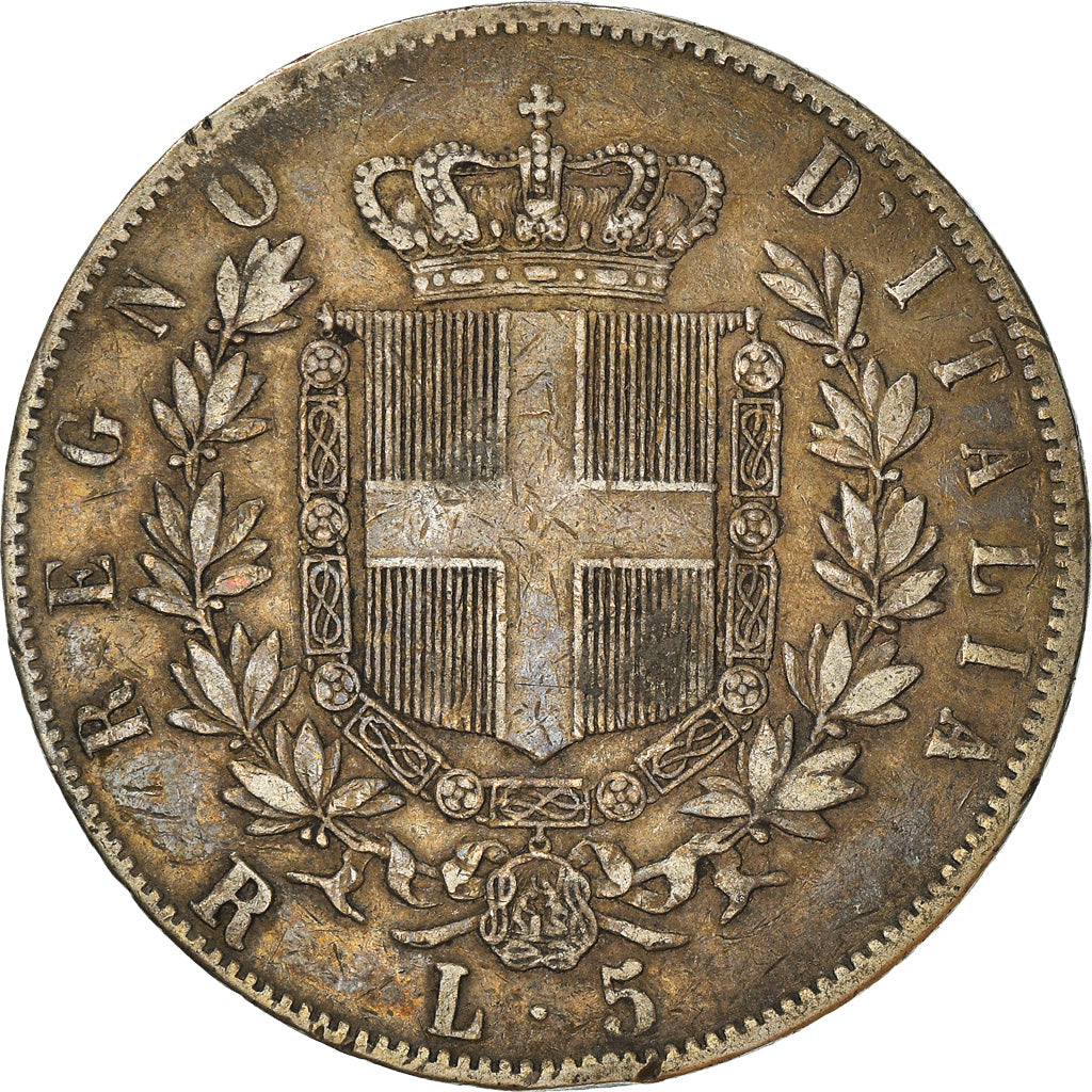 Münze, Italien, Vittorio Emanuele II, 5 Lire, 1877, Rome, S+, Silber, KM:8.4