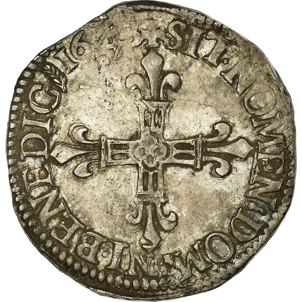 Coin, France, Louis XIII, 1/8 Écu à la croix, 1/8 Ecu, 1643, Poitiers