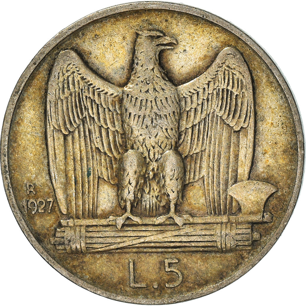 Moneta, Italia, Vittorio Emanuele III, 5 Lire, 1927, Rome, BB, Argento, KM:67.2