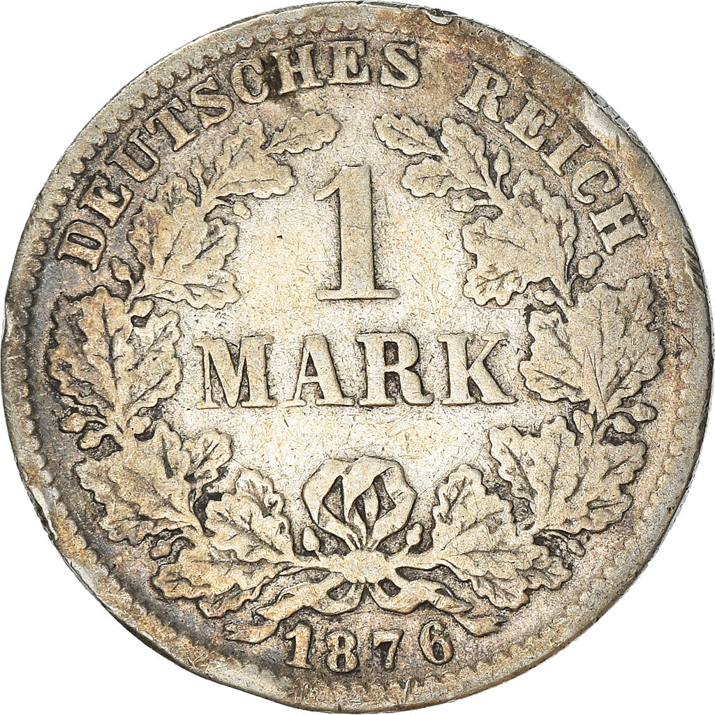 Moeda, ALEMANHA - IMPÉRIO, Wilhelm I, Mark, 1876, Stuttgart, VF(20-25), Prata