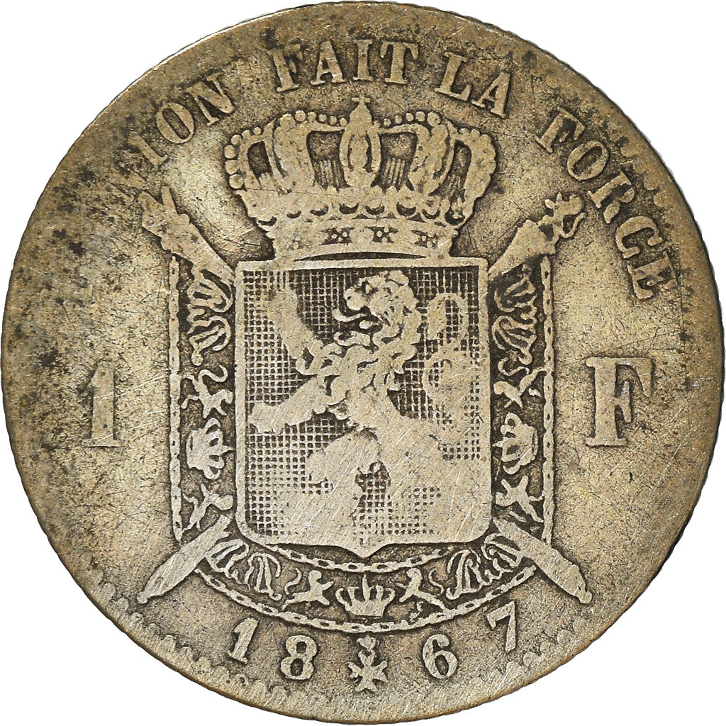 Moneta, Belgio, Leopold II, Franc, 1867, B+, Argento, KM:28.1