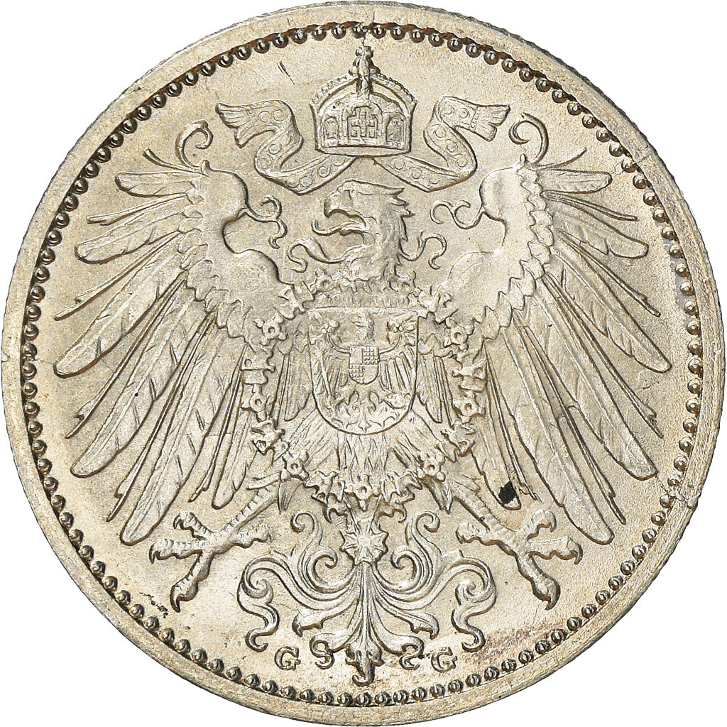 Coin, GERMANY - EMPIRE, Wilhelm II, Mark, 1914, Karlsruhe, MS(63), Silver, KM:14