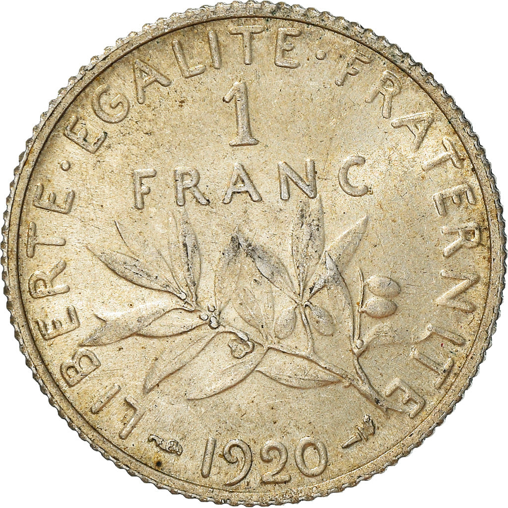 Coin, France, Semeuse, Franc, 1920, Paris, AU(50-53), Silver, KM:844.1
