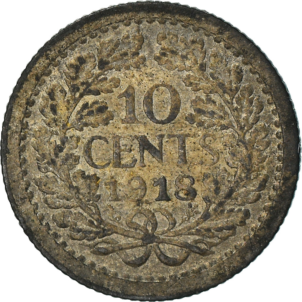 Coin, Netherlands, Wilhelmina I, 10 Cents, 1918, VF(20-25), Silver, KM:145