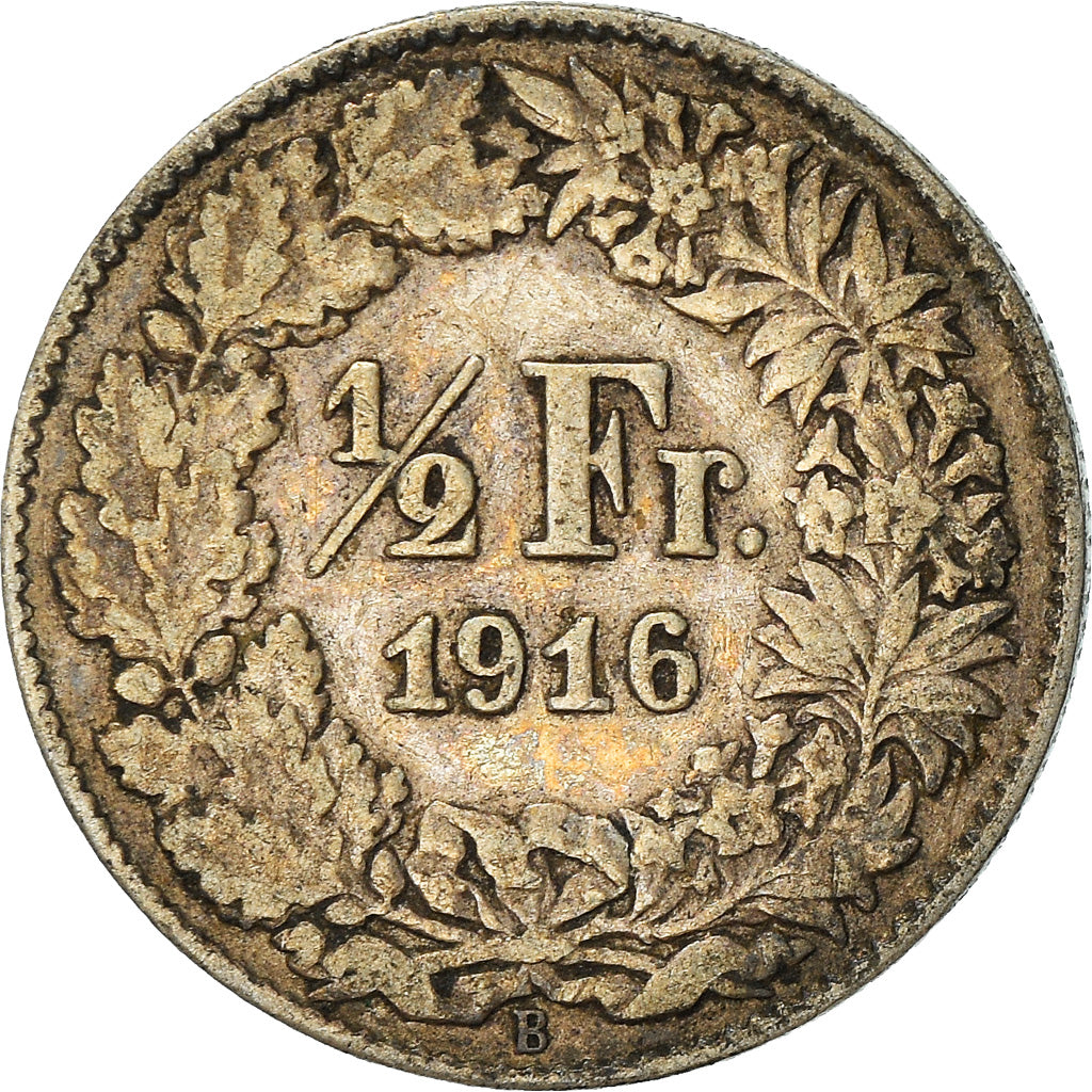 Münze, Schweiz, 1/2 Franc, 1916, Bern, SS, Silber, KM:23
