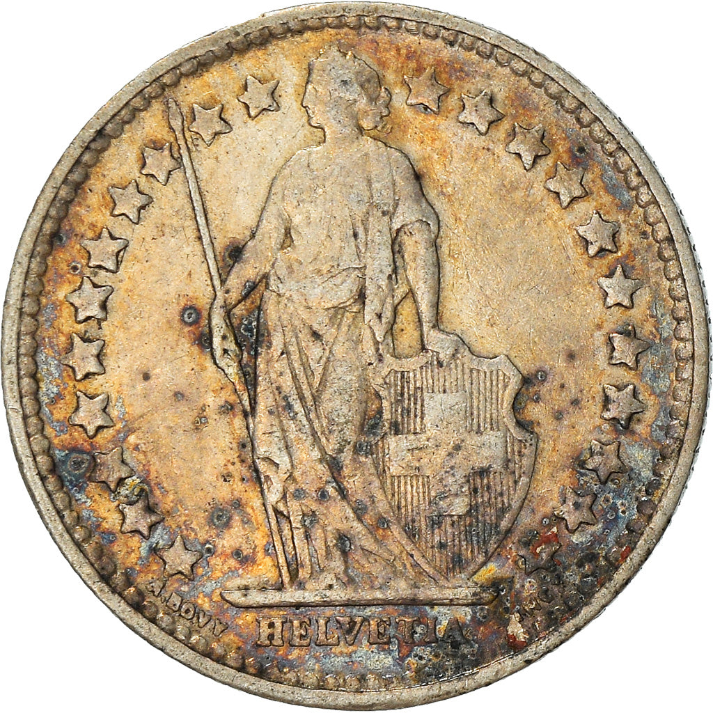 Coin, Switzerland, 1/2 Franc, 1921, Bern, EF(40-45), Silver, KM:23