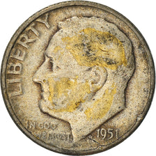 Moneta, Stati Uniti, Roosevelt Dime, Dime, 1951, U.S. Mint, Philadelphia, MB+