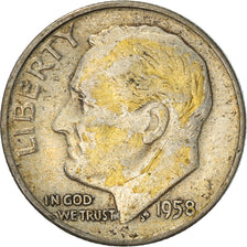 Coin, United States, Roosevelt Dime, Dime, 1958, U.S. Mint, Philadelphia