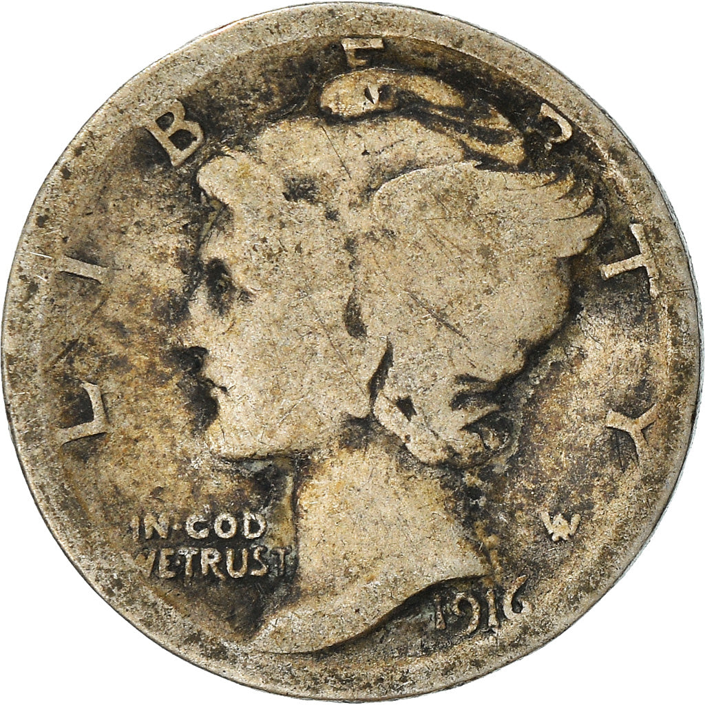 Münze, Vereinigte Staaten, Mercury Dime, Dime, 1916, U.S. Mint, Philadelphia