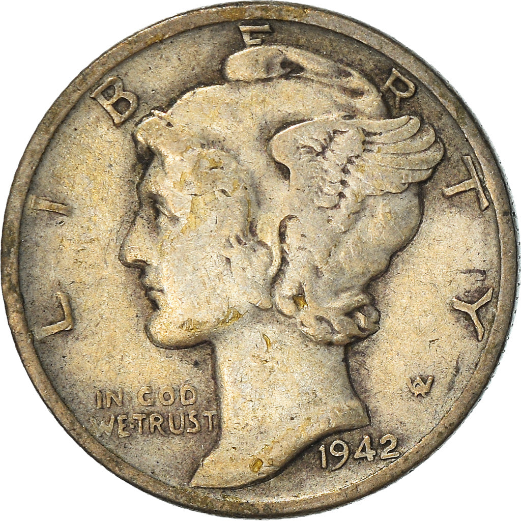 Moneta, Stati Uniti, Mercury Dime, Dime, 1942, U.S. Mint, Philadelphia, MB