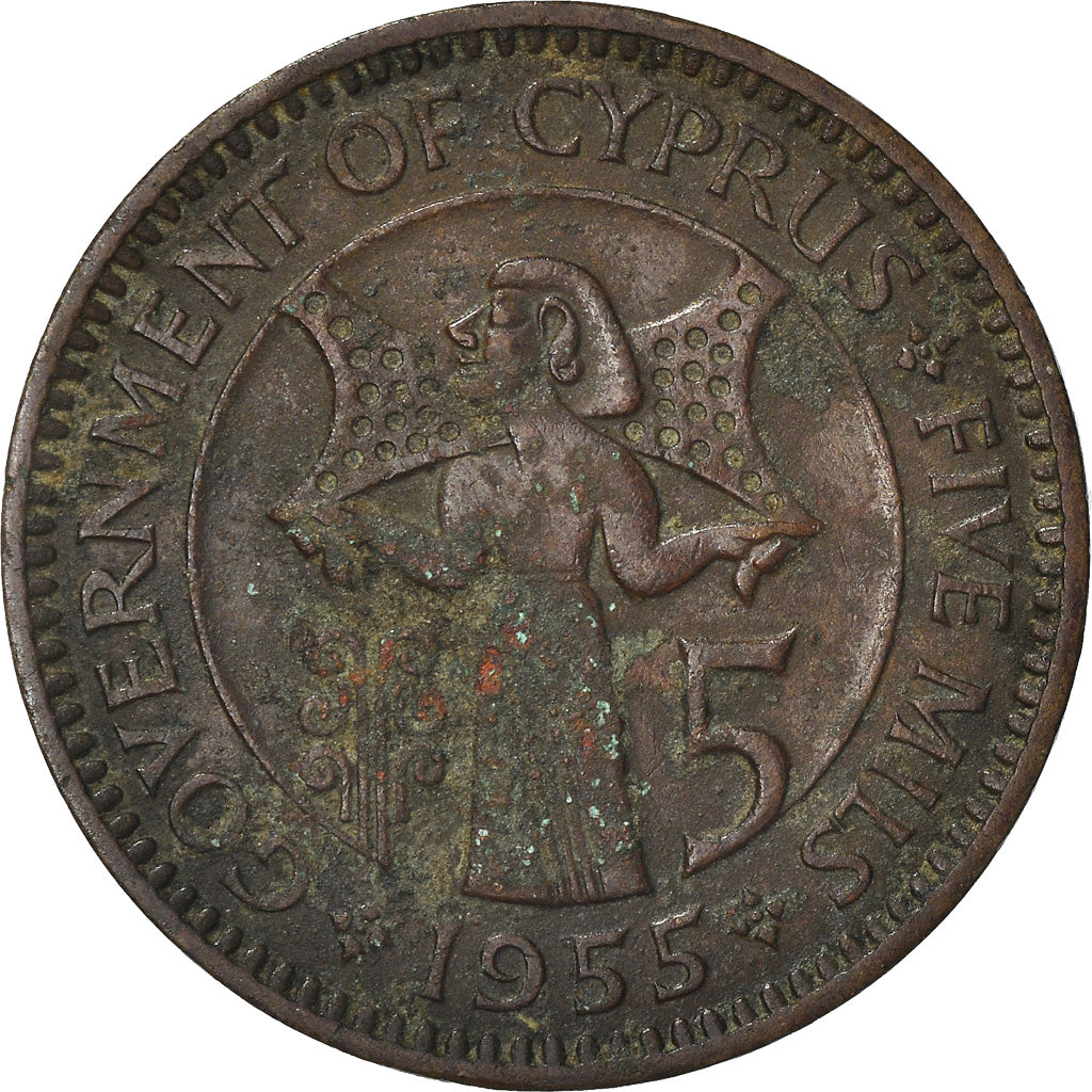 Monnaie, Chypre, 5 Mils, 1955, TB, Bronze, KM:34