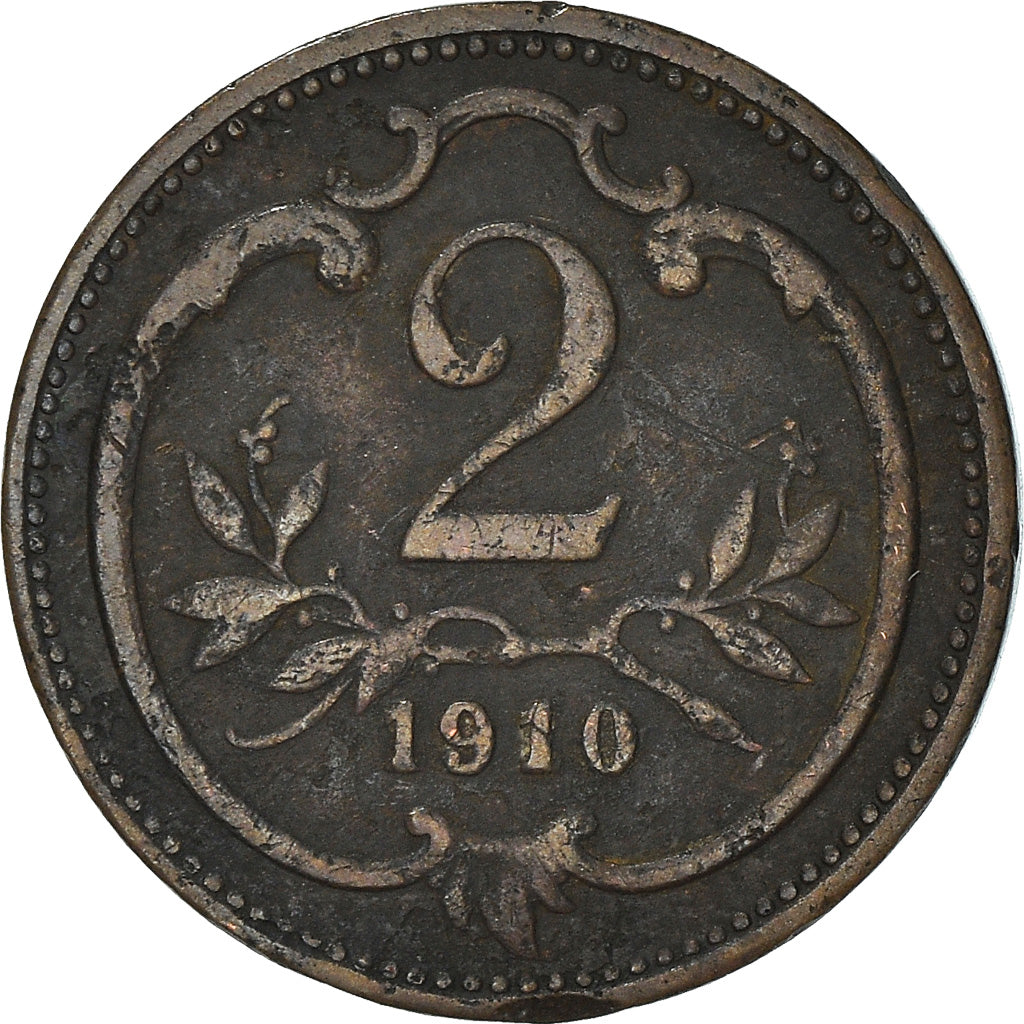 Münze, Österreich, Franz Joseph I, 2 Heller, 1910, S+, Bronze, KM:2801