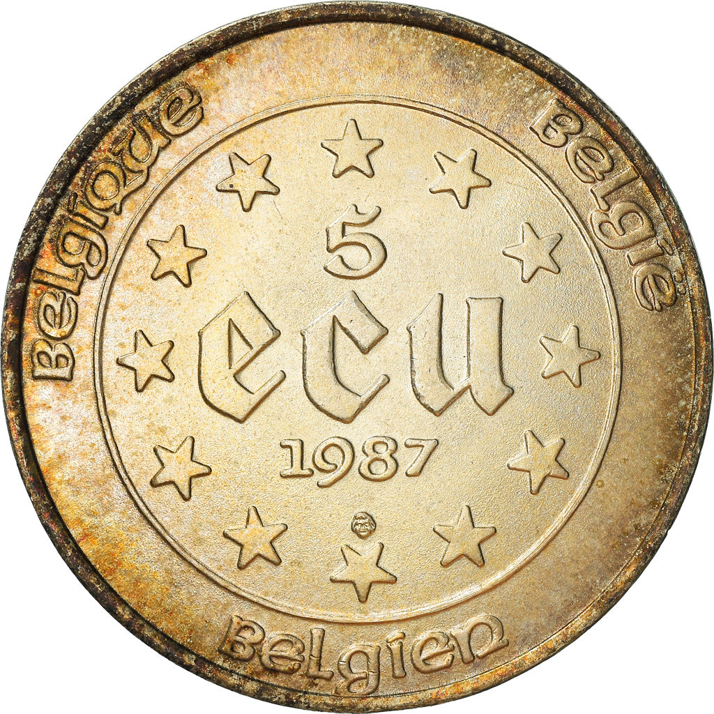 Moneta, Belgio, 5 Ecu, 1987, SPL, Argento, KM:166