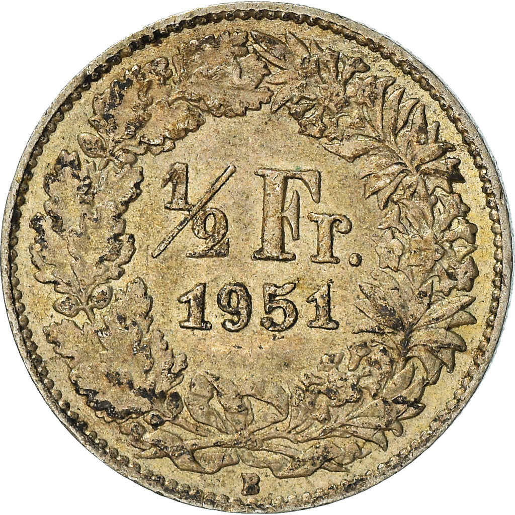 Coin, Switzerland, 1/2 Franc, 1951, Bern, F(12-15), Silver, KM:23