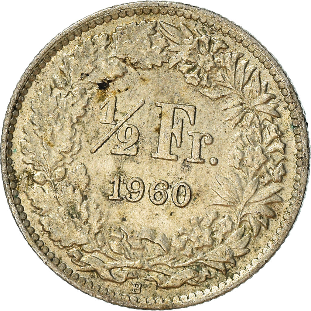Coin, Switzerland, 1/2 Franc, 1960, Bern, EF(40-45), Silver, KM:23