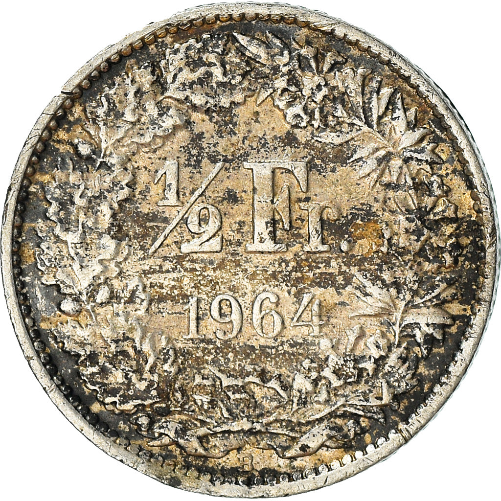 Coin, Switzerland, 1/2 Franc, 1964, Bern, VF(30-35), Silver, KM:23